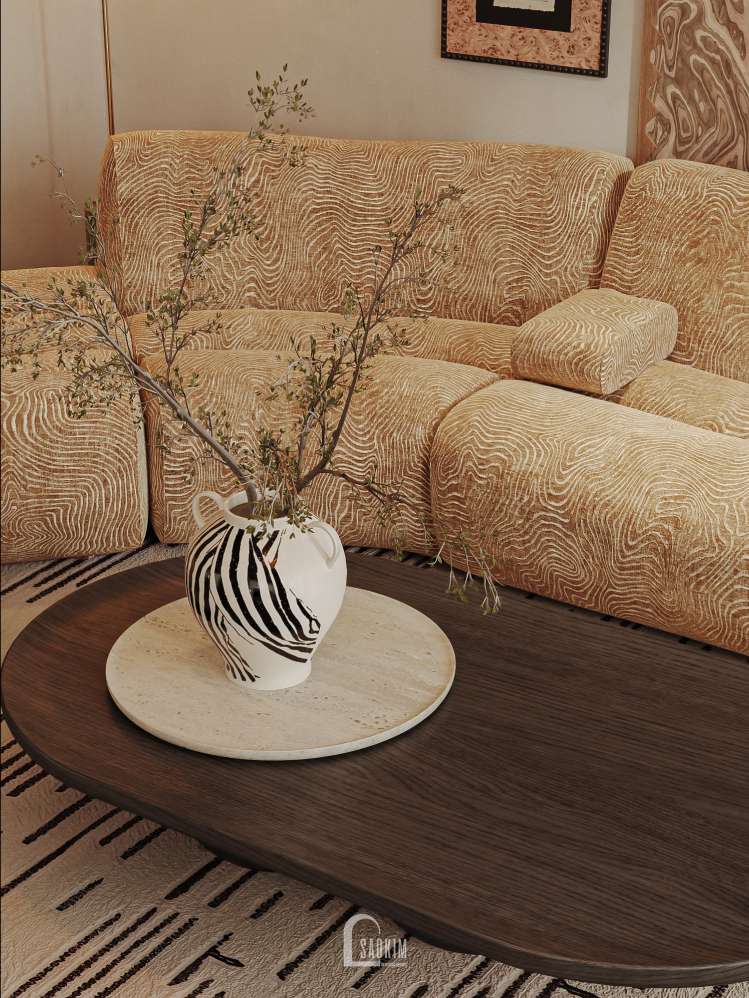 Thiết kế phòng khách mang phong cách Contemporary mix Mid - Century